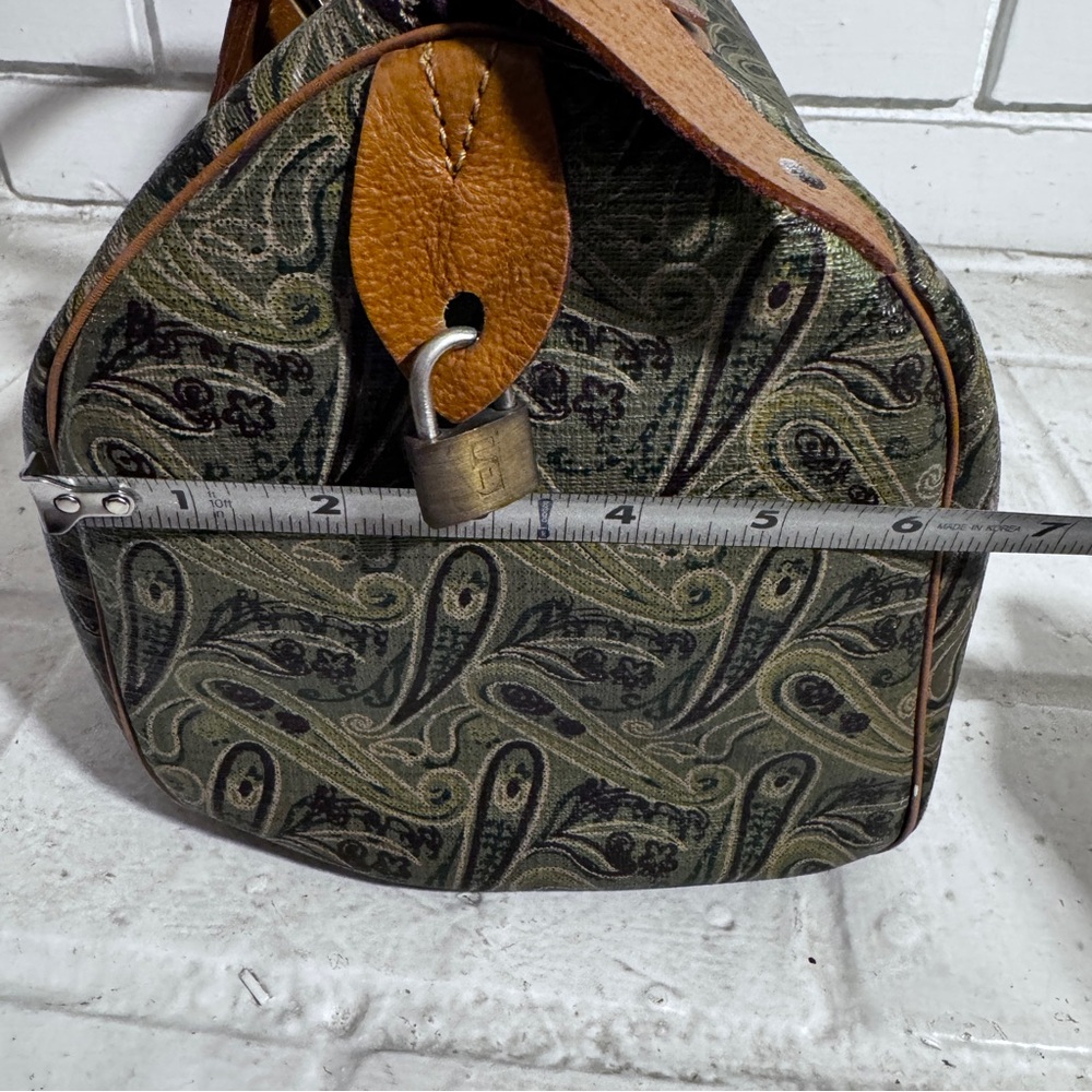Leonard double handle vintage satchel bag with padlock, no key - Picture 10 of 16